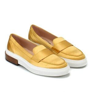 Tod’s Silk Satin and leather loafers yellow